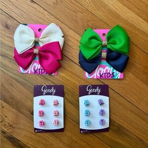 Kids Hair Bow Set - Pink, Green, Navy, Cream